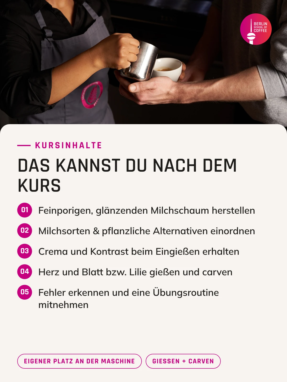 Latte Art in Berlin – Kursinhalte und was du nach dem Kurs kannst