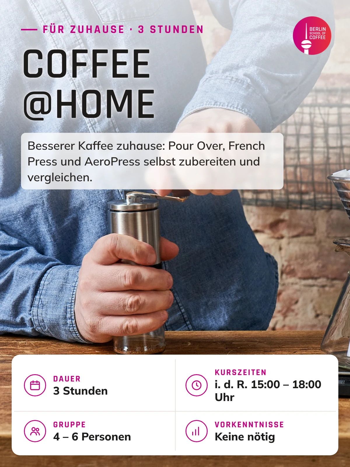 Coffee@Home – Kurs an der Berlin School of Coffee in Berlin: Dauer, Kurszeiten, Gruppengröße und Abschluss