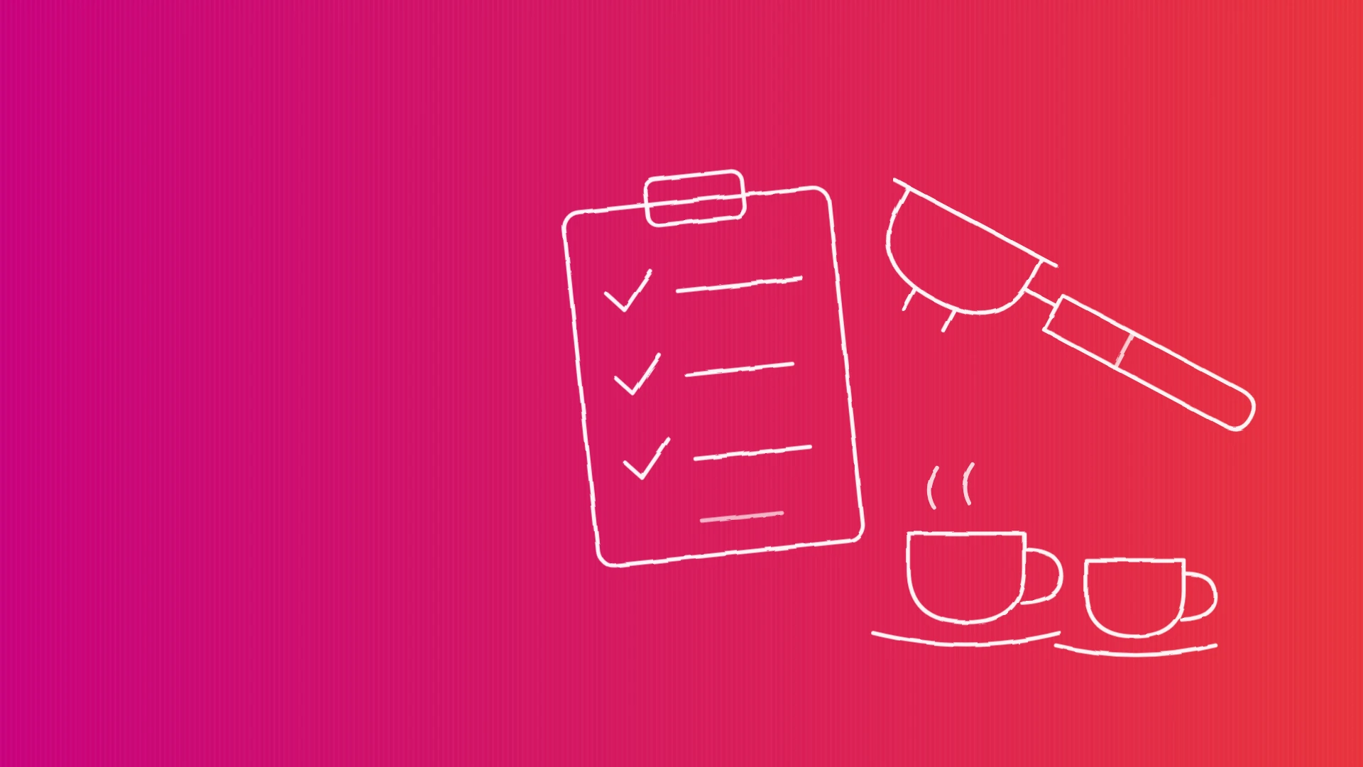 Illustration: Klemmbrett mit Checkliste, Siebträger und Espressotassen