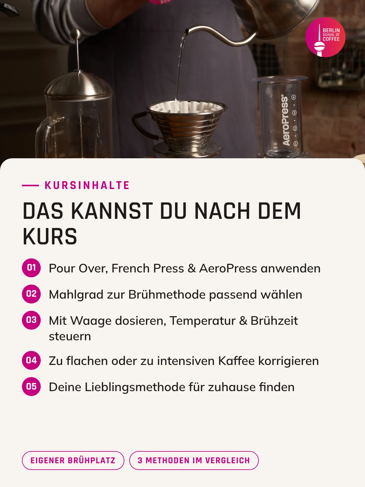 Coffee@Home in Berlin – Kursinhalte und was du nach dem Kurs kannst