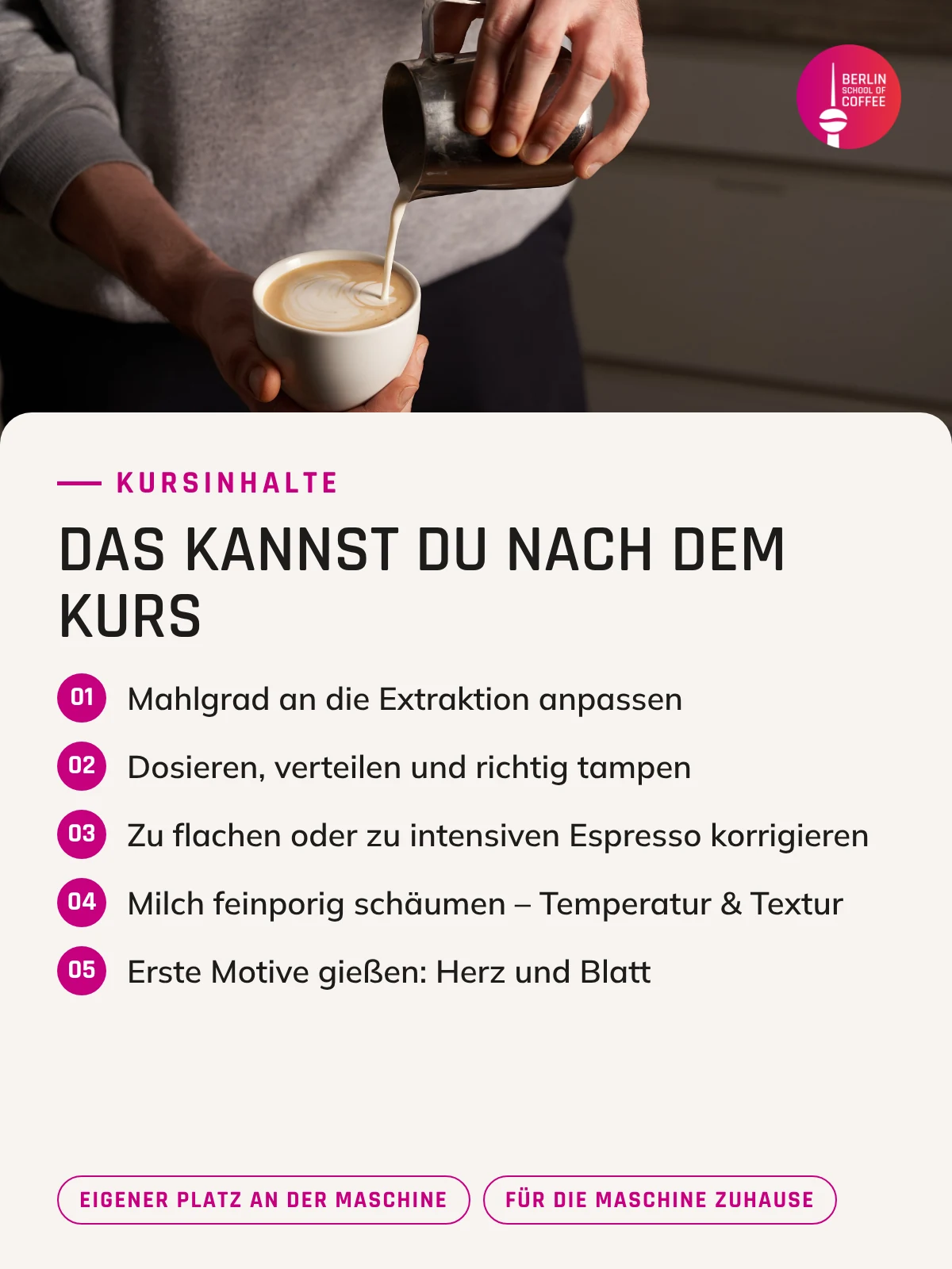 Barista@Home in Berlin – Kursinhalte und was du nach dem Kurs kannst