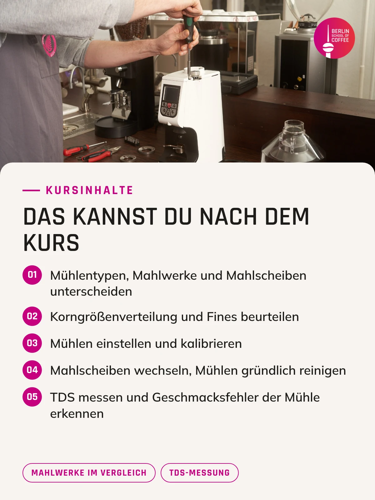 Mühlentechnik Seminar in Berlin – Kursinhalte und was du nach dem Kurs kannst