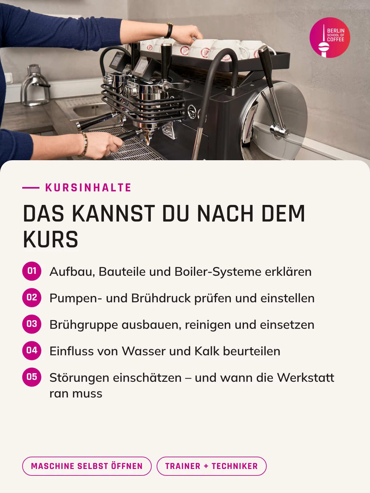 Maschinenseminar in Berlin – Kursinhalte und was du nach dem Kurs kannst