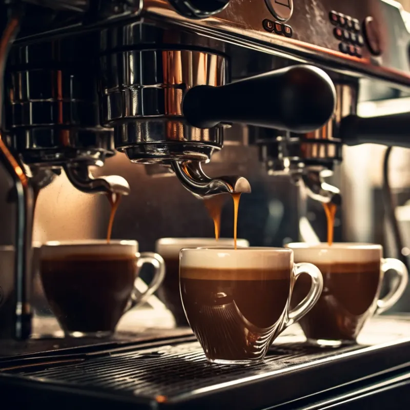 Espresso läuft in Tassen